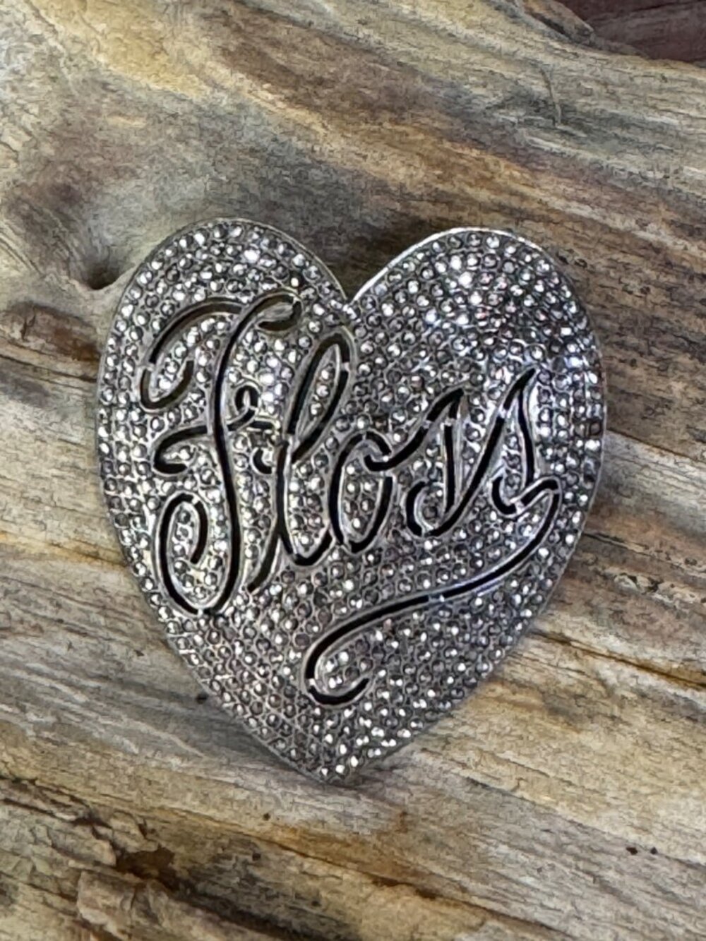 Vintage Sterling Silver Heart Brooch Floss Antique Art Deco Marcasite Pin Brooch - Picture 1 of 6